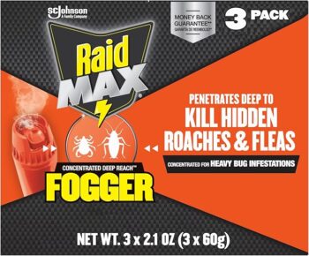 Raid Max Fogger, Insect Killer for Mosquito, Ant, Roach, Spider, Flea, For Indoor Use, 2.1 oz, 3 Count