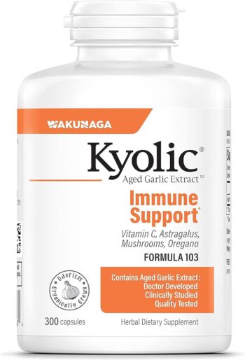 Kyolic Aged Garlic Extract Formula 103 Immune Support, 300 Capsules (Packaging May Vary)